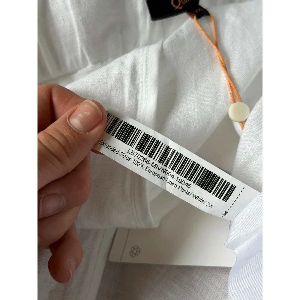 Quince Pants 100% European Linen Pull On NEW White 2X
